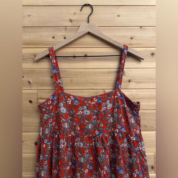 Natural Life Size XS/S Patti Side Slit Red Floral Bohemian Rayon Maxi Dress - Picture 2 of 9